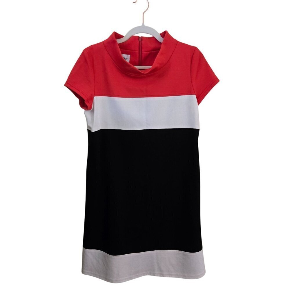 Sara Campbelll Colorblock Mockneck Short Sleeve Dress Made In USA Pockets Size 8